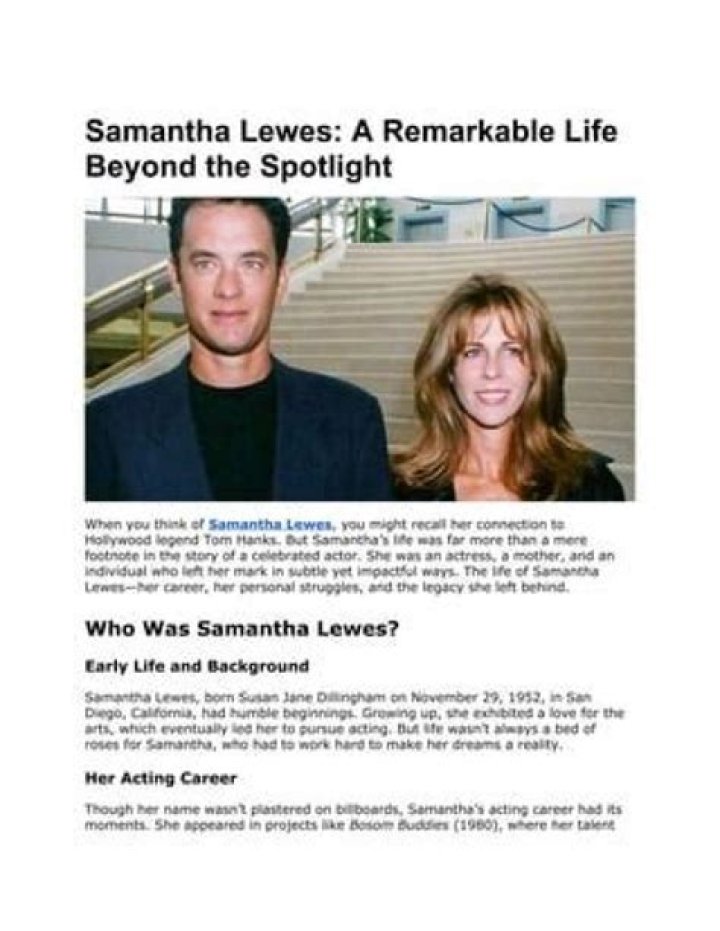 A Comprehensive Guide to Actress Samantha Lewes: Unveiling Her Career, Life, and Achievements