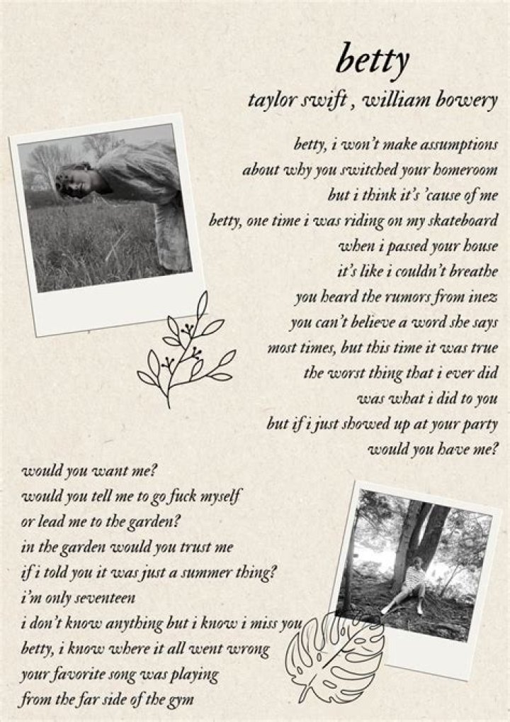 Betty Taylor Swift Lyrics: A Deep Dive into the Heartfelt Storytelling