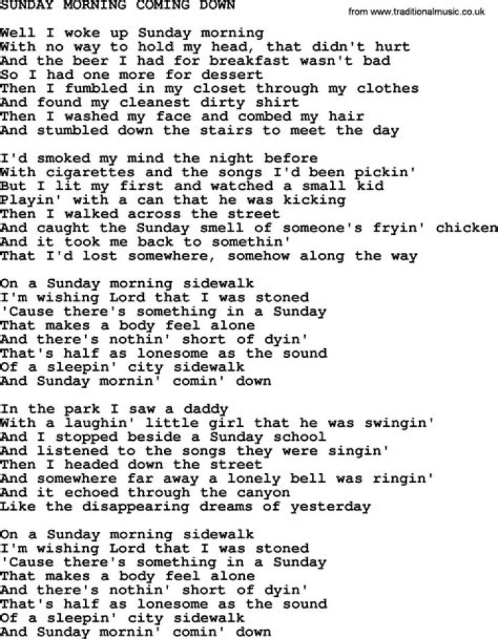 Sunday Morning Coming Down: Exploring the Lyrics and Story Behind the Classic Song