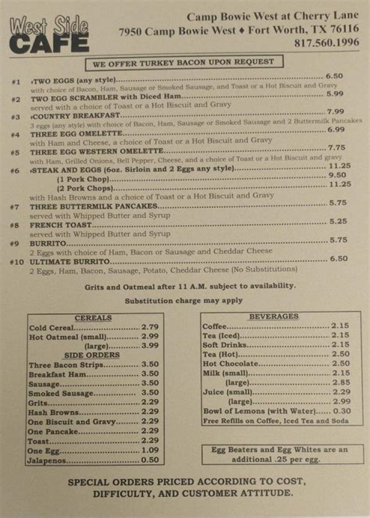 Westide Cafe Menu Fort Worth TX: A Complete Guide to Your New Favorite Spot