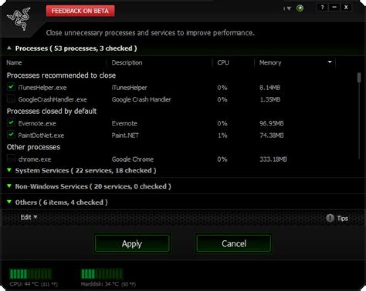 What Processes to Elect for Razer Game Booster on PC